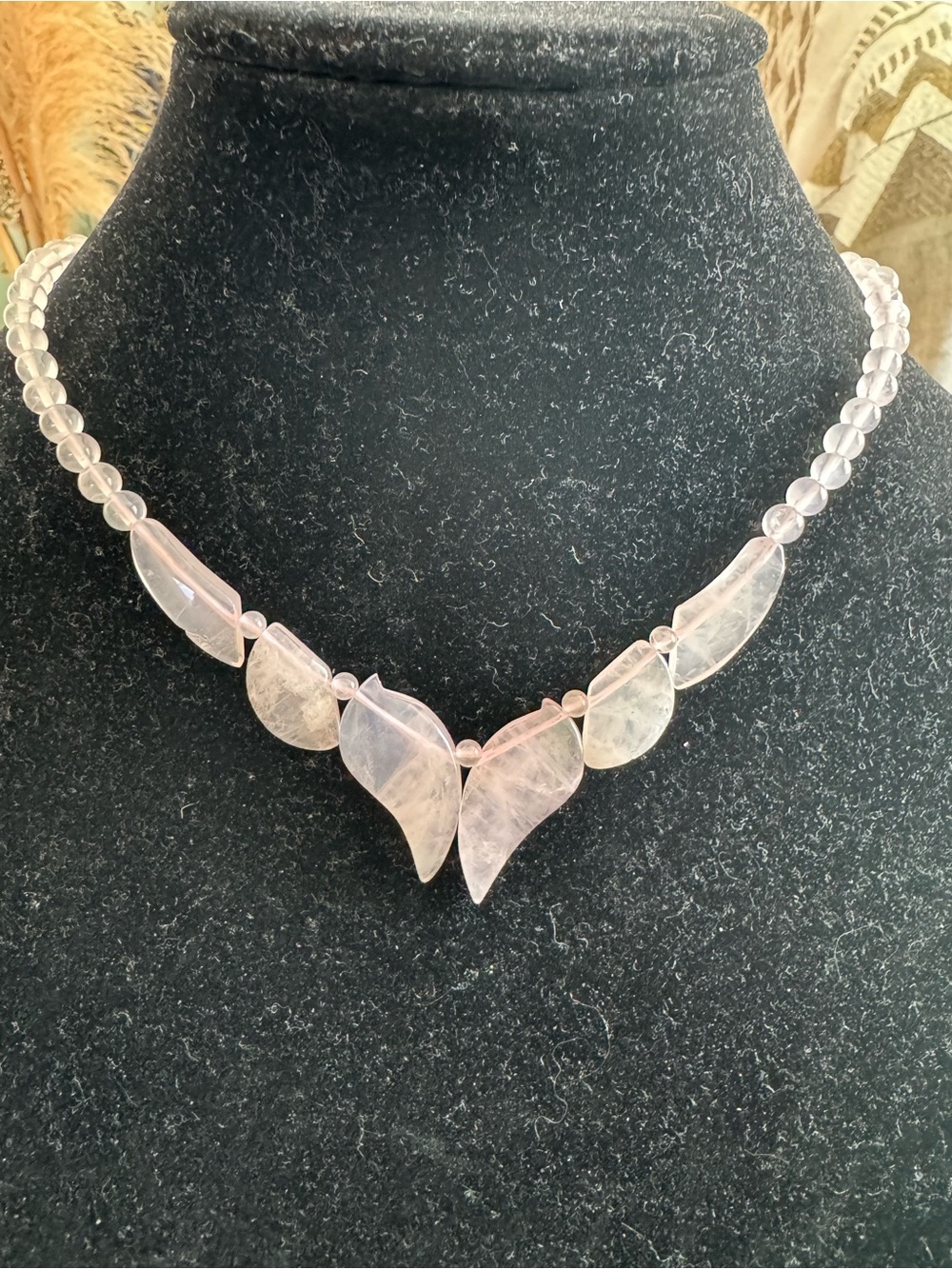 Rose Quartz Petal Necklace - Women Jewelry